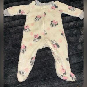 Disney Minnie Mouse Fleece Footie - Cream and Pink